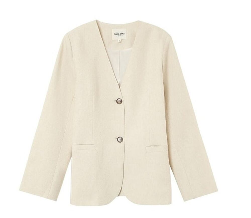 New NWOT Grace & Mila Paris Payton Linen Blend Blazer Casual Office Career